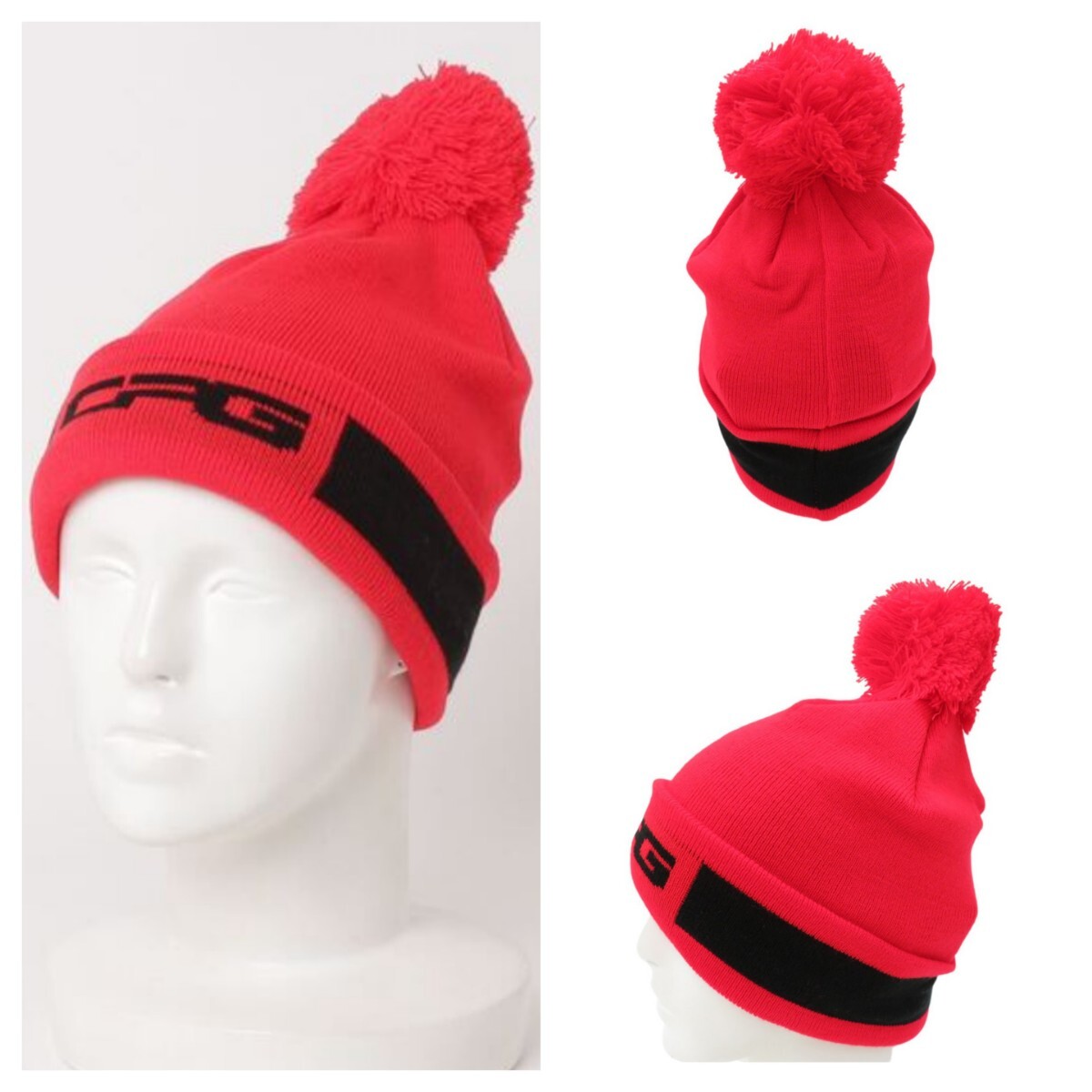 タグ付 CPG GOLF シーピージーゴルフ ポンポン付ニットキャップ ユニ