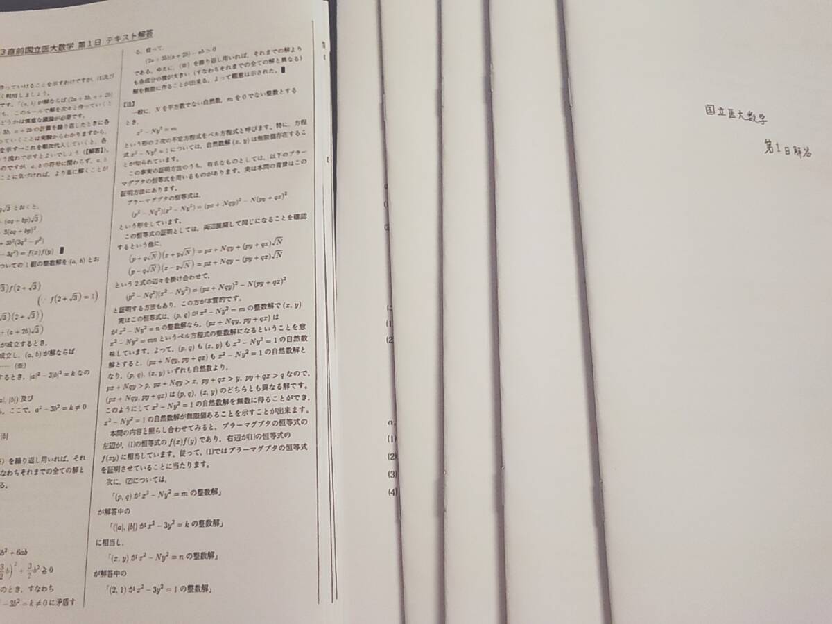 鉄緑会 森田先生 直前 高3 国立医大数学 冊子・問題・プリントフル
