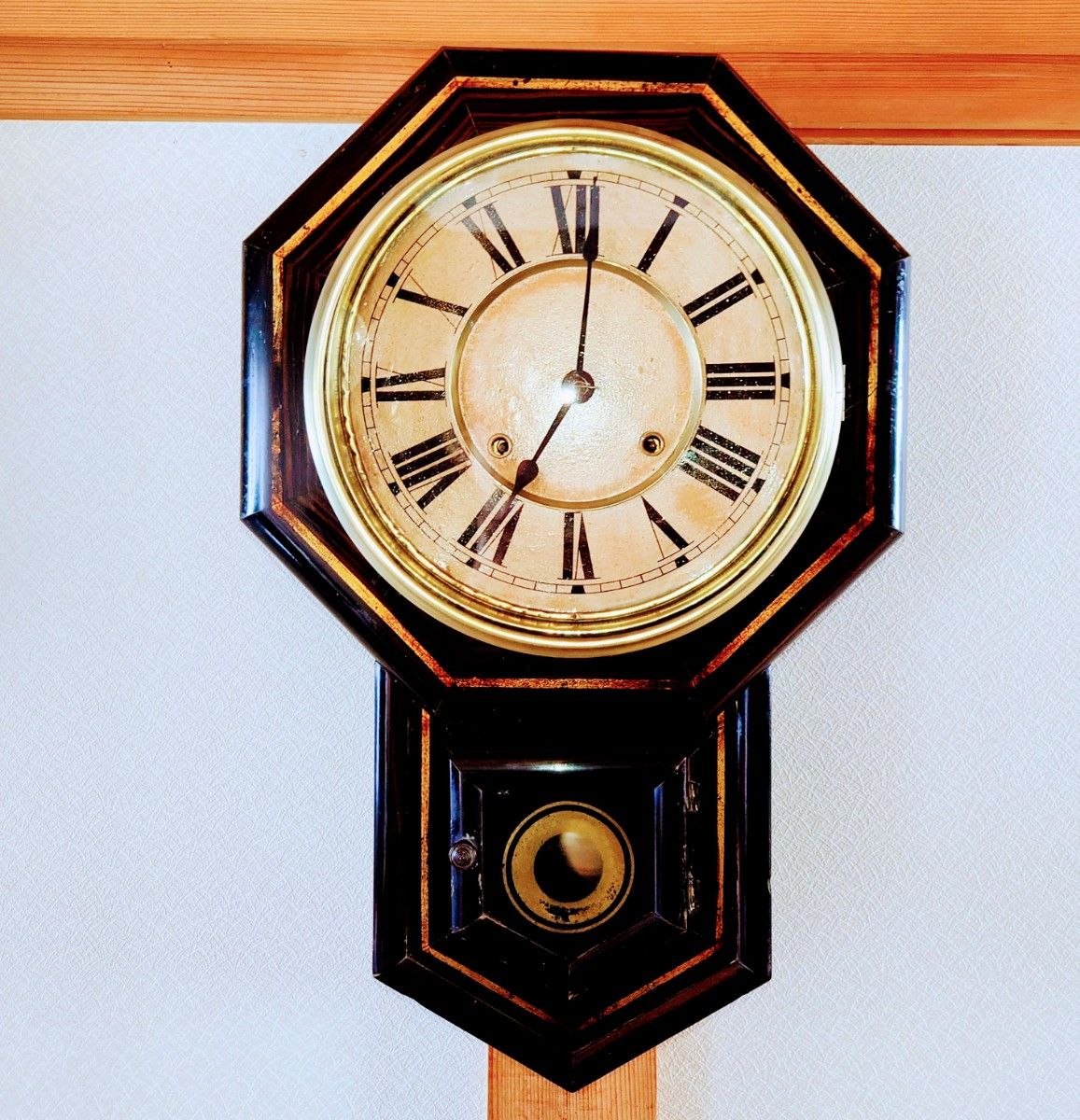 OH済完動美品〉精工舎 十寸金筋八角ゼンマイ振り子掛け時計