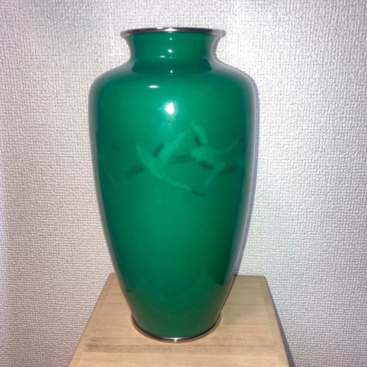 未使用 七宝焼 翡翠郡鶴文花瓶 安藤七宝店 グリーン カワセミ｜Yahoo
