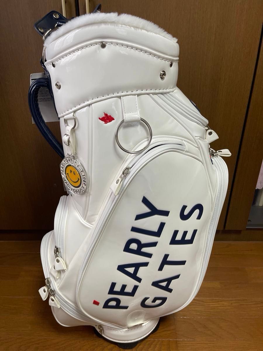 パーリーゲイツ キャディバッグ エナメル ホワイト ツアーバック
