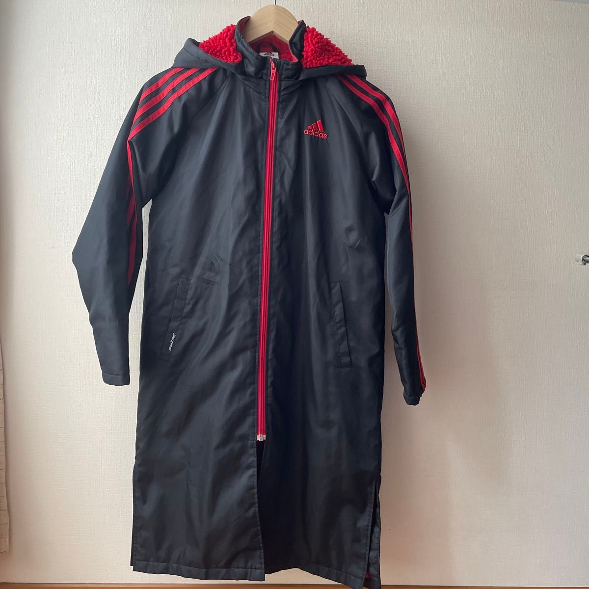 adidas アディダス ロングベンチコート 150 ブラック レッド｜Yahoo