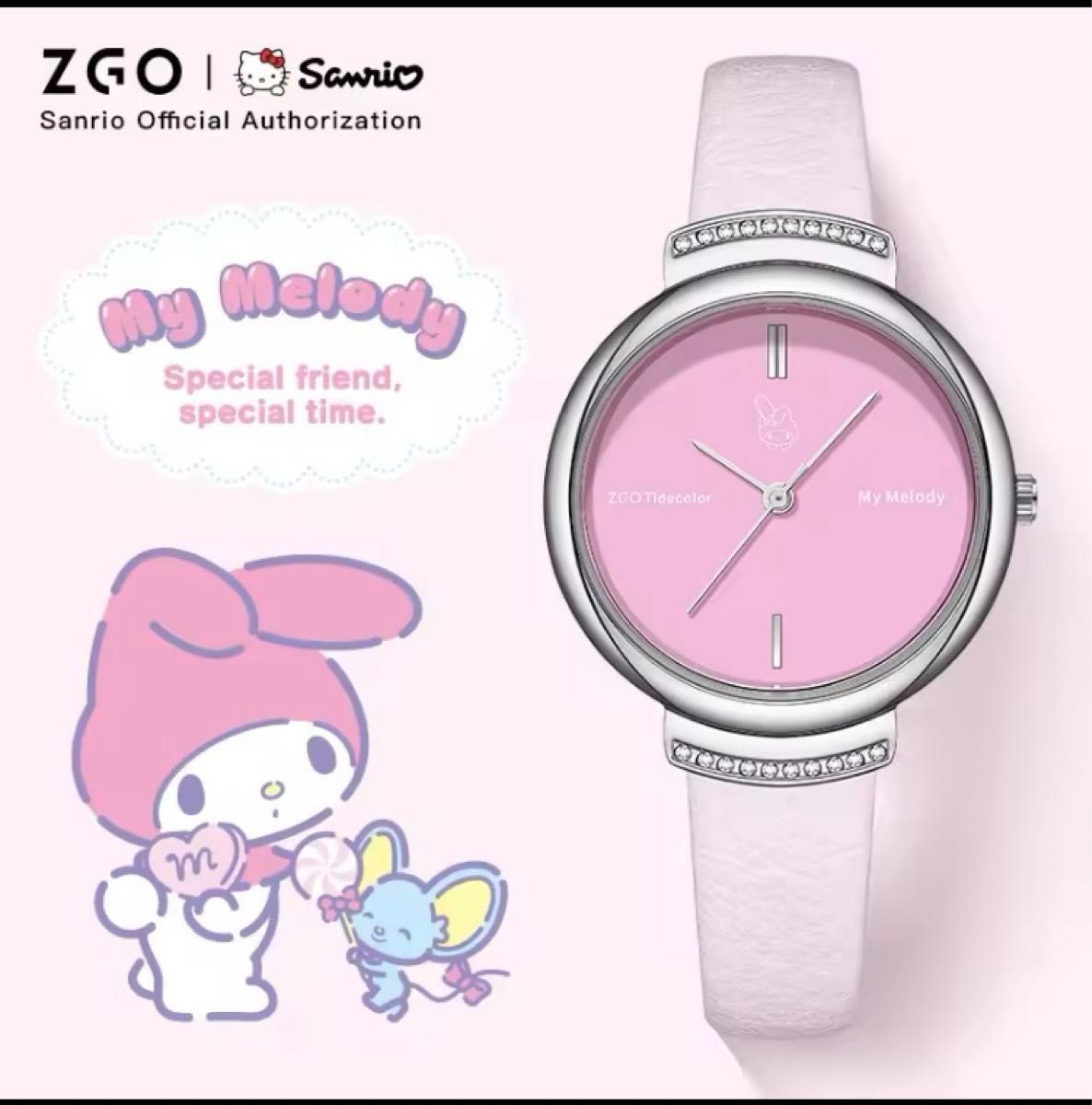 新品 マイメロ ZGO社製 ブランド腕時計 防水 30m(3気圧) 本革 ちょっと