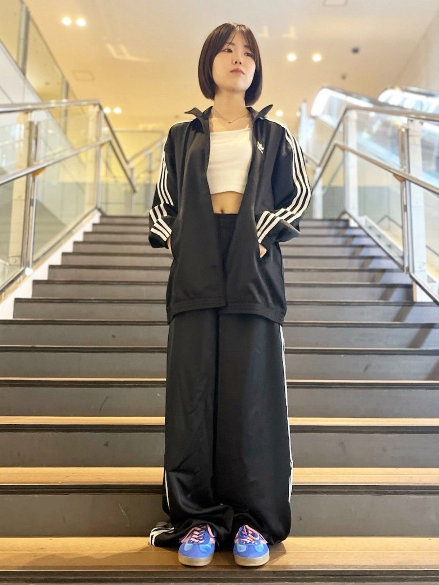 新品セットアップ】 adidas 黒XL サテンファイヤーバードトラック