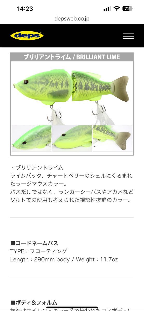 デプス コードネームバス ブリリアントライムライムバック新品｜Yahoo