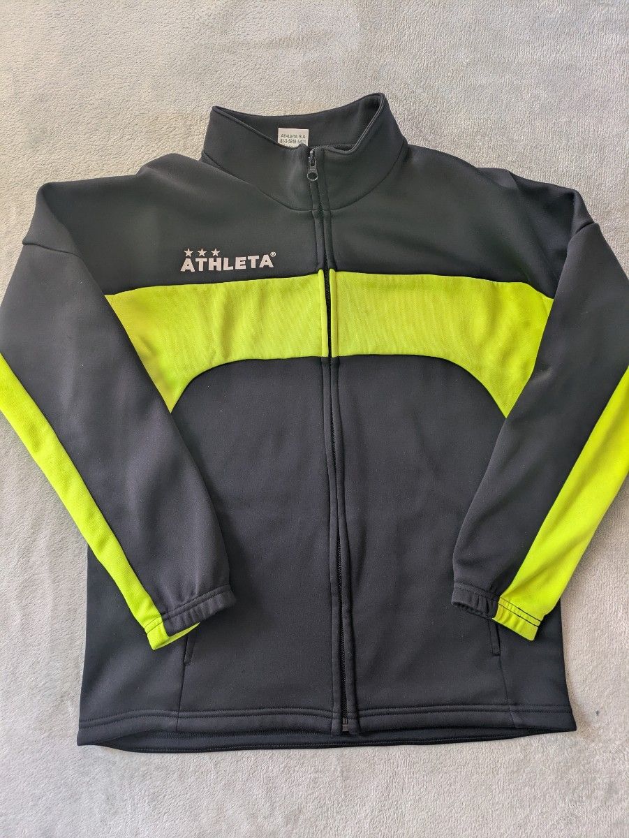 ATHLETA ジャージ 上下セット ブラック 蛍光イエロー サッカー