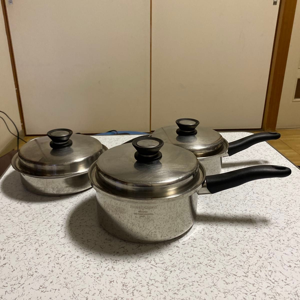 アムウェイステンレススチール 無水片手鍋 IH対応3個セット Amway