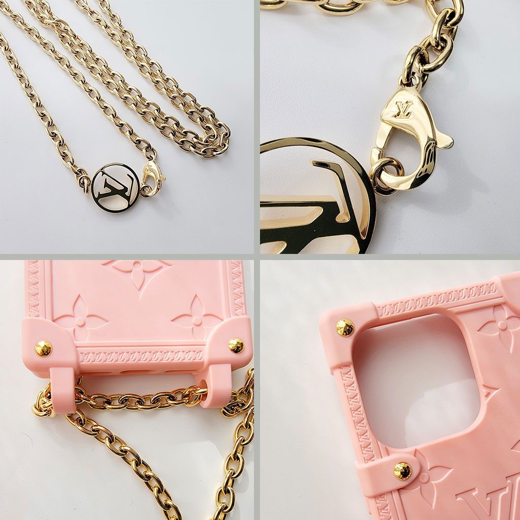 Louis Vuitton ピンク ケース チェーン付き 14pro ルイヴィトン
