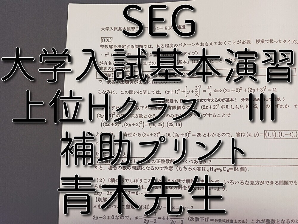 SEG 青木先生 大学入試基本演習Ⅲ Hクラス 補助プリントフルセット