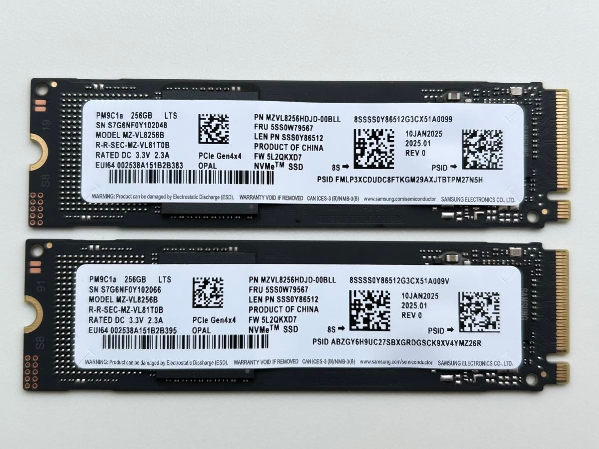 二枚セット SAMSUNG PM9C1a M 2 2280 NVMe SSD 256G PCIe Gen4 MZVL8未