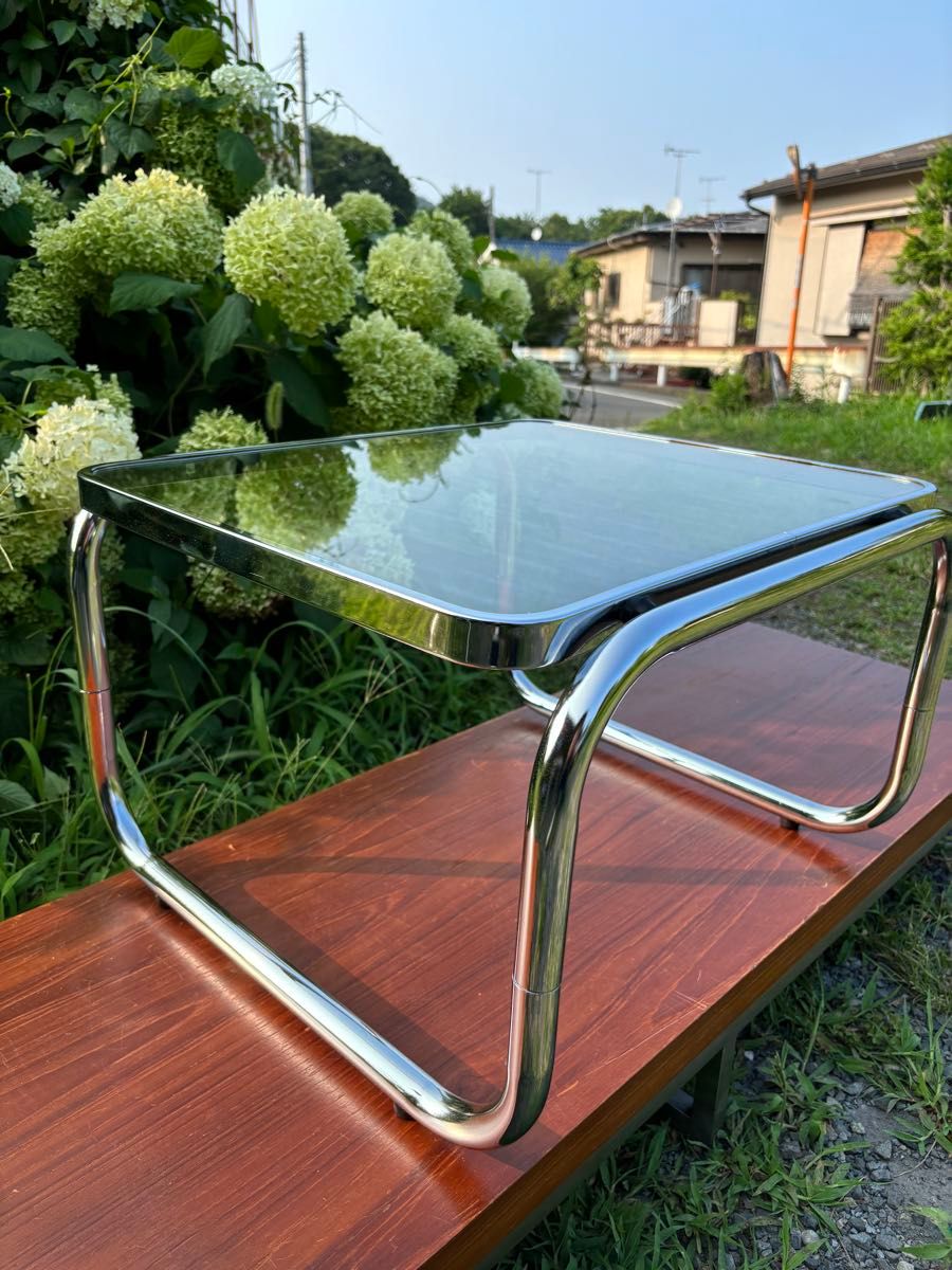 80s スペースエイジ ガラストップテーブル ポストモダン レトロ