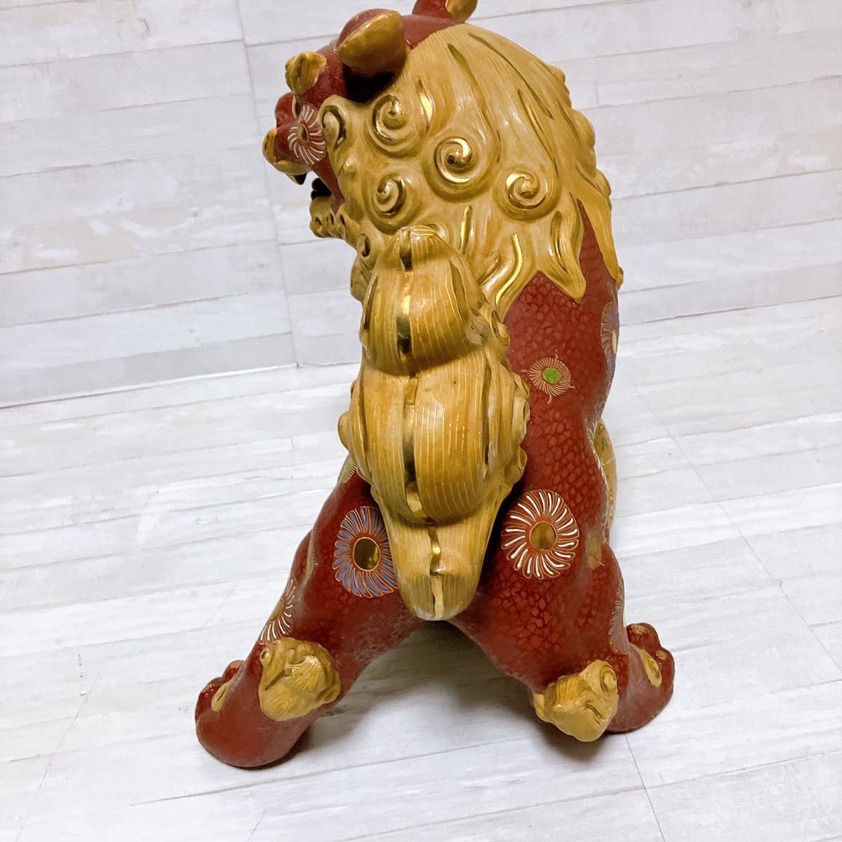 九谷焼 玉乗り獅子 玉獅子 厄除け 招福 縁起物 魔除け 石像 シーサー