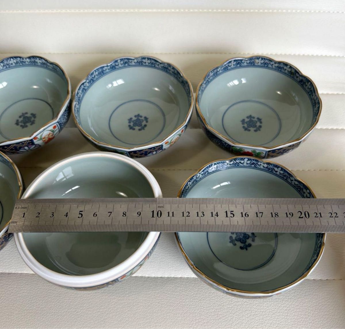 有田焼 胡窯 小鉢揃 5枚セット 蓋物 金彩古伊万里 菊紋 色絵 輪花皿 菊