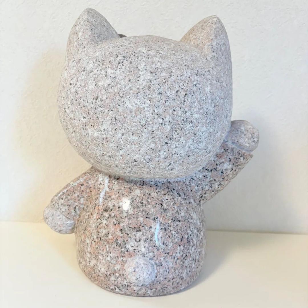 ハローキティ石像 御影石 高級 縁起物 置物 招き猫 桜色 割引 オブジェ