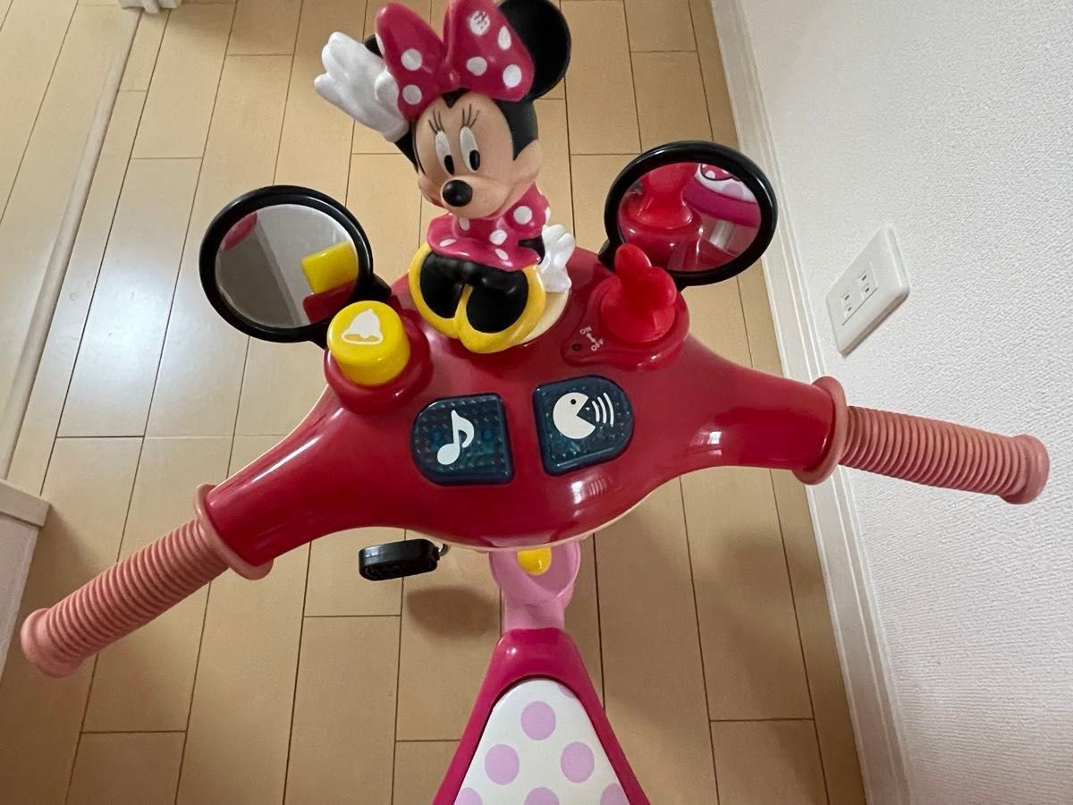 ミニーマウス おしゃべりカーゴ三輪車 ピンク 室内のみ使用 引取限定