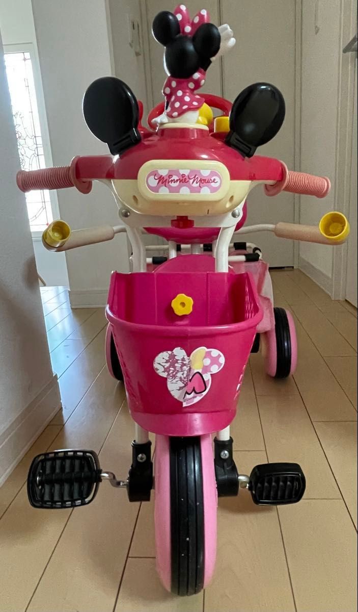 ミニーマウス おしゃべりカーゴ三輪車 ピンク 室内のみ使用 引取限定