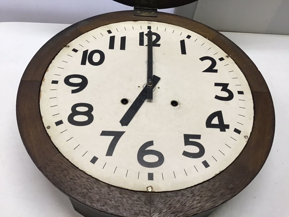 希少 TOKYO MARK H ガラス製振子 ゼンマイ式 古い丸い時計 掛時計 外径