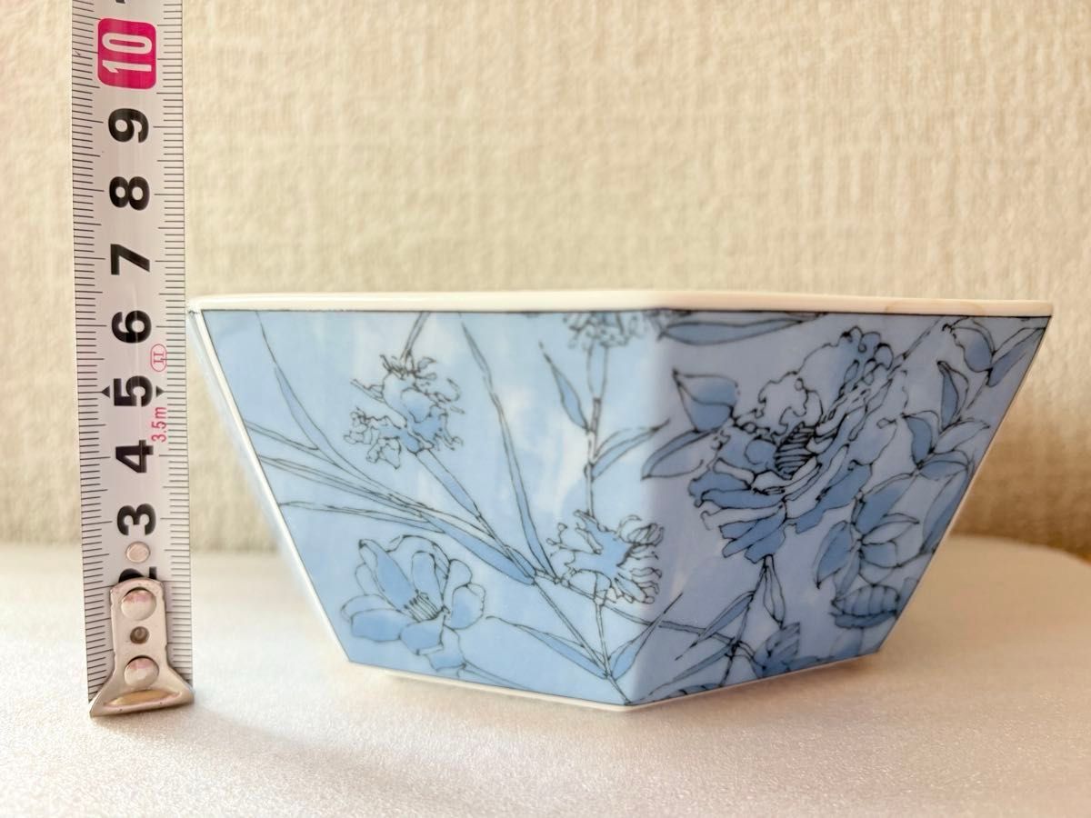 前畑陶器 庫山窯 美濃焼 角鉢 染付 八角皿 中皿 深皿 和食器 陶磁器 花