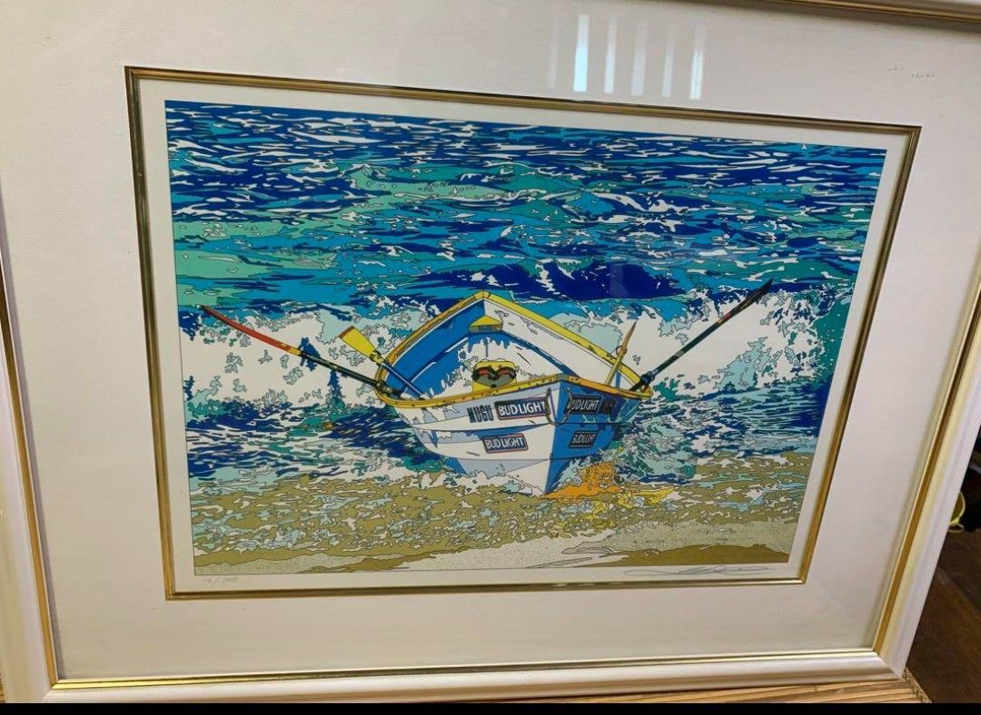 値下げ 鈴木英人直筆サイン入りシルクスクリーン BOAT WITHOUT LIFE