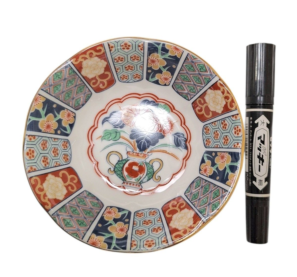 陶扇 錦絵 金彩菊割 大鉢 小皿5枚 未使用 有田焼 金縁 希少 中皿