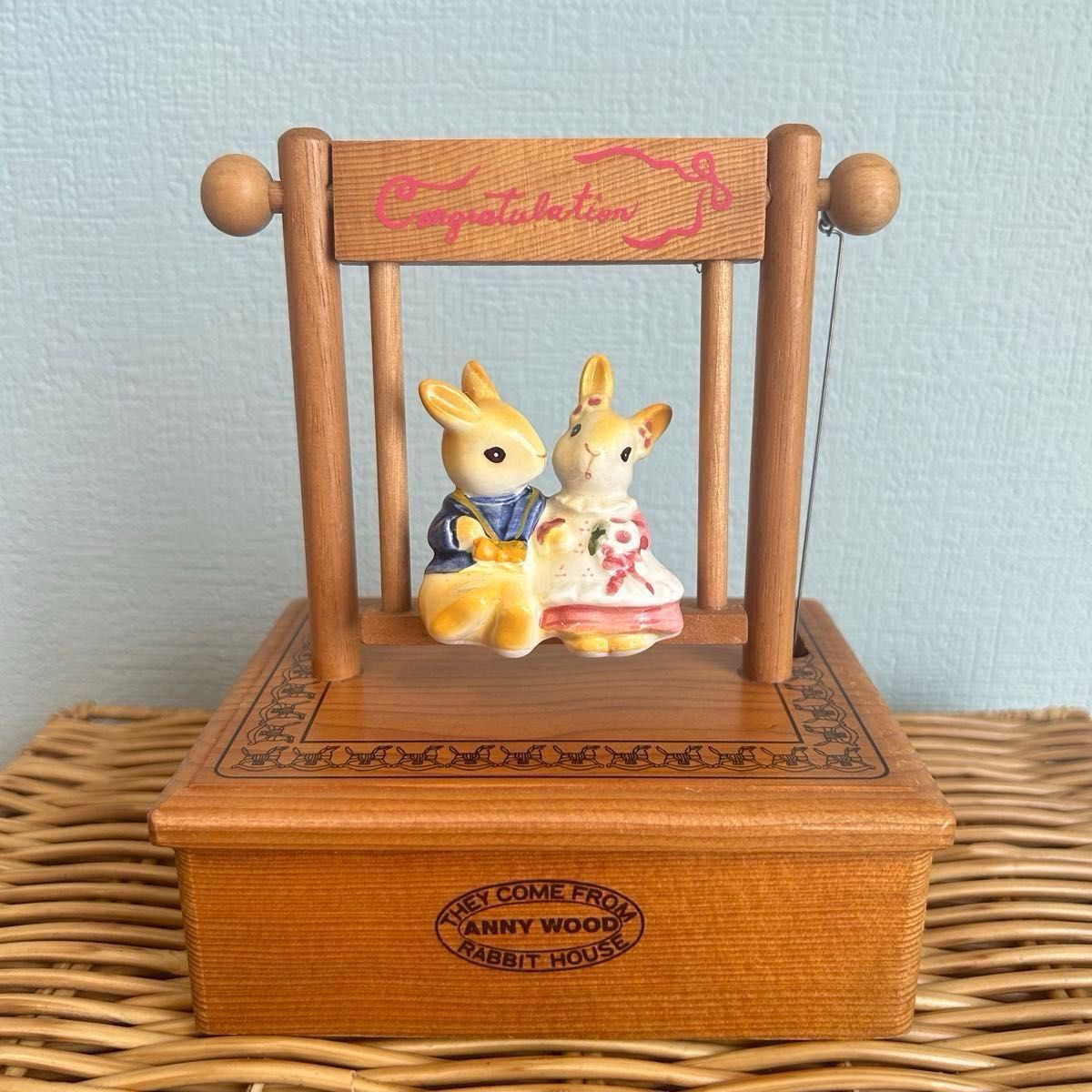 ANNY WOOD オルゴール うさぎ 木製 陶器 Congratulation｜Yahoo!フリマ