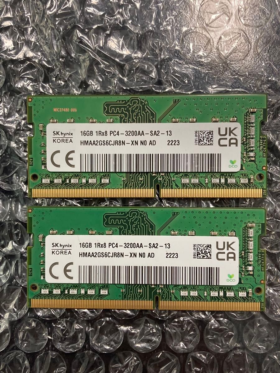 SK hynix 32GB 1RX8 PC4-3200AA-SA2-13 (16GB×2)｜Yahoo!フリマ（旧