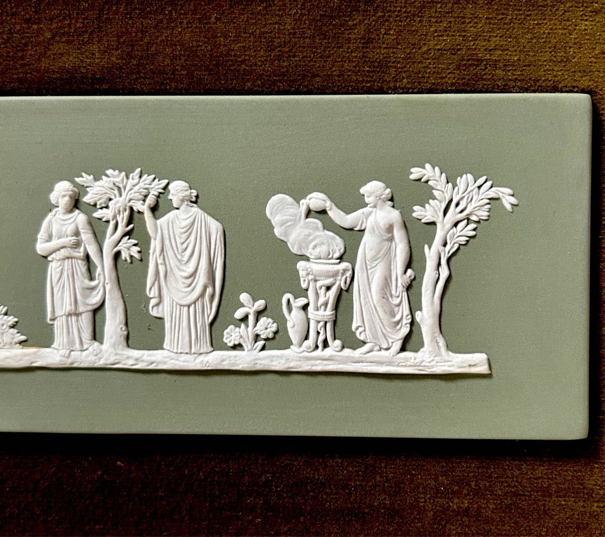 ウェッジウッド ジャスパー グリーン 神話図 プラーク 陶板 額