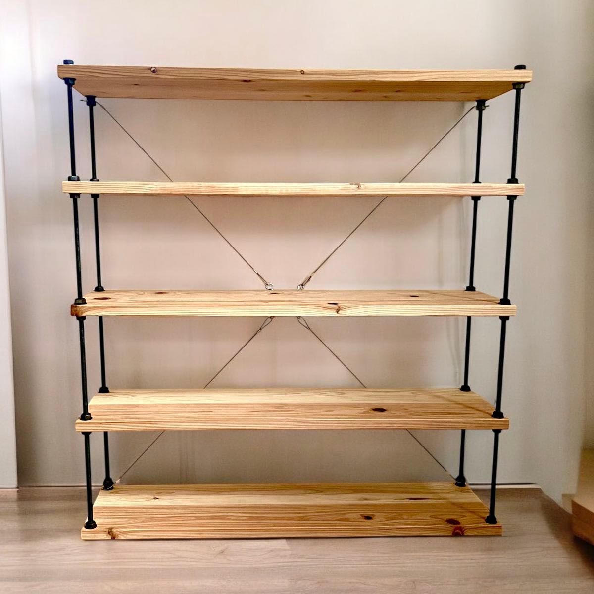 横幅80cm ボルトラック ワイヤークロス 男前インテリア 西海岸 ラック