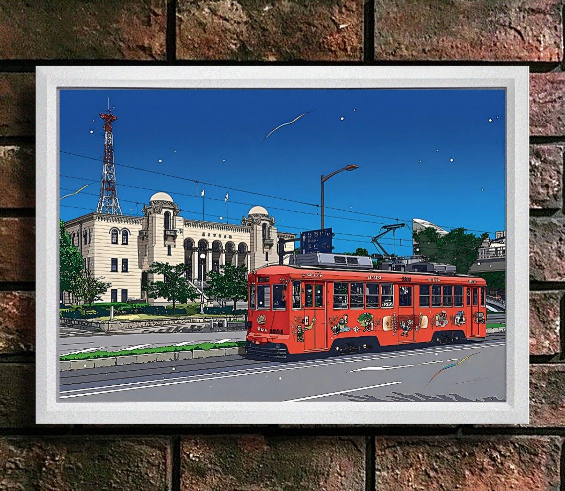 鈴木英人・豊橋公会堂前を走る・終わりなき日々【A4サイズ写真ポスター