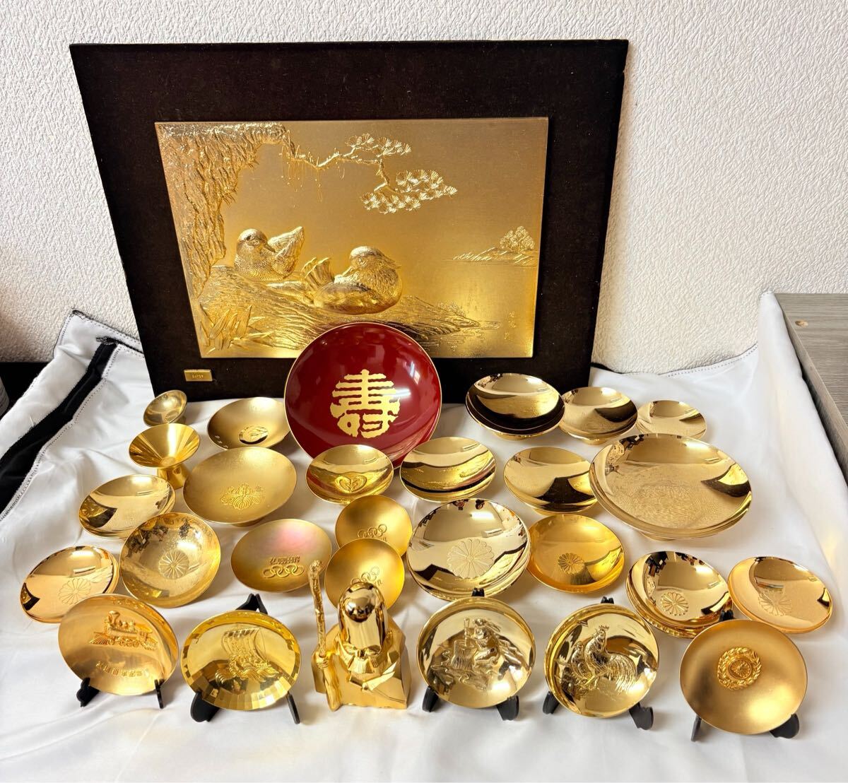 金杯 金メッキ 24KGP 干支 盃 金盃 寿 記念品 酒器 縁起物 七福神