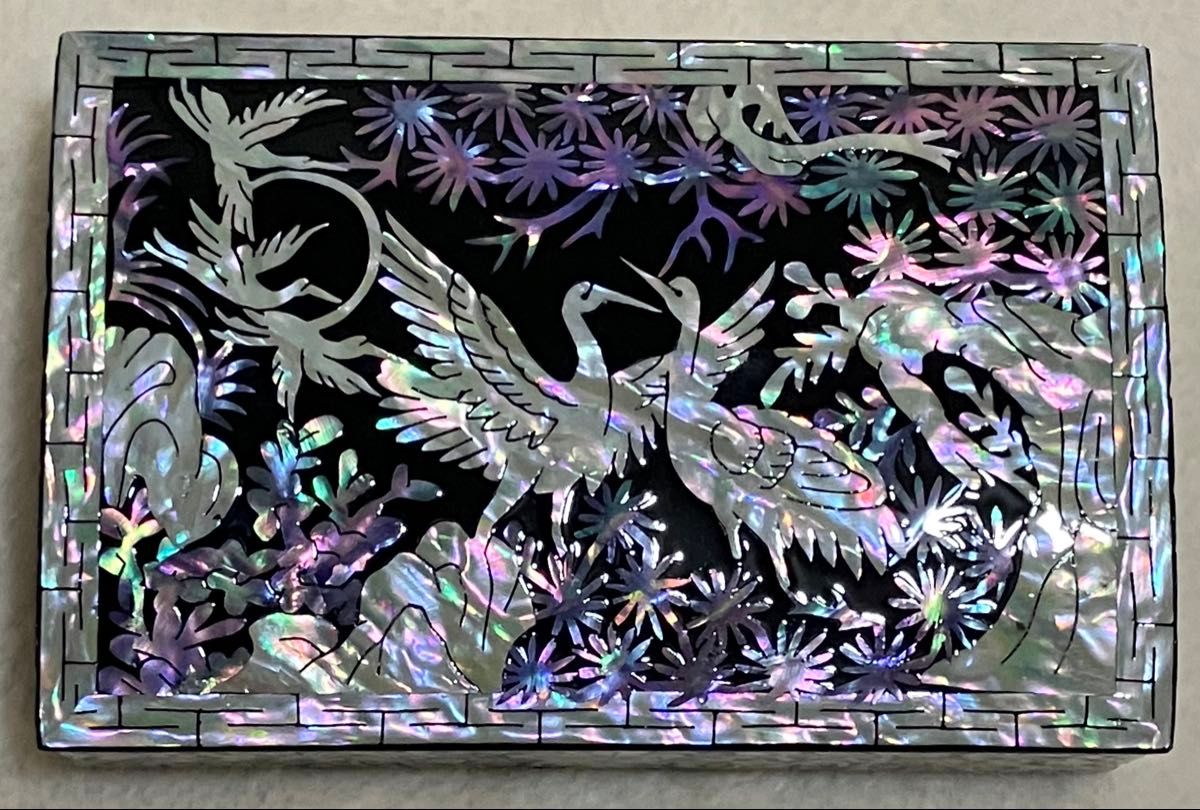 螺鈿細工/ジュエリーボックス/小物入れ/鶴柄/韓国伝統工芸品/宝石箱