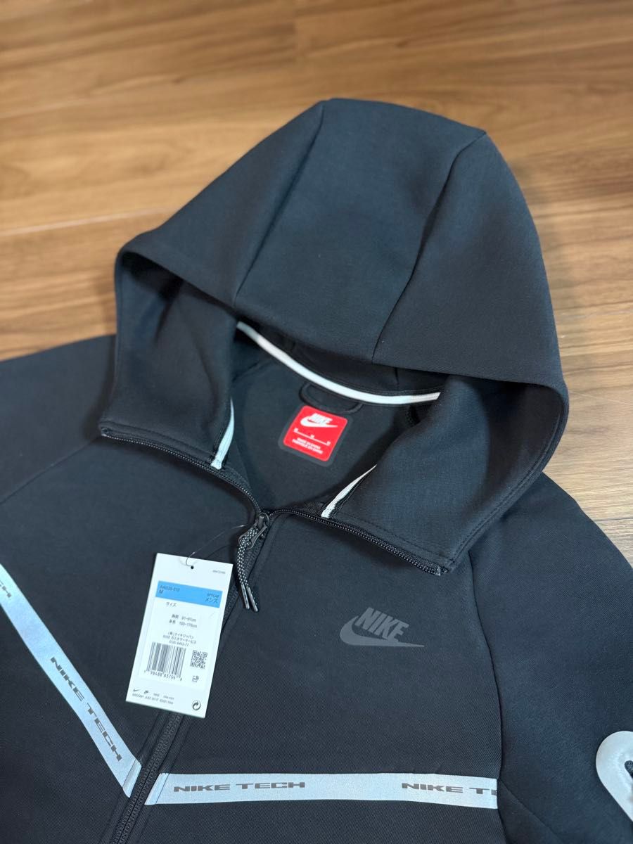 新品 メンズM ブラック 新作 テックフリース セットアップ 赤タグ NIKE