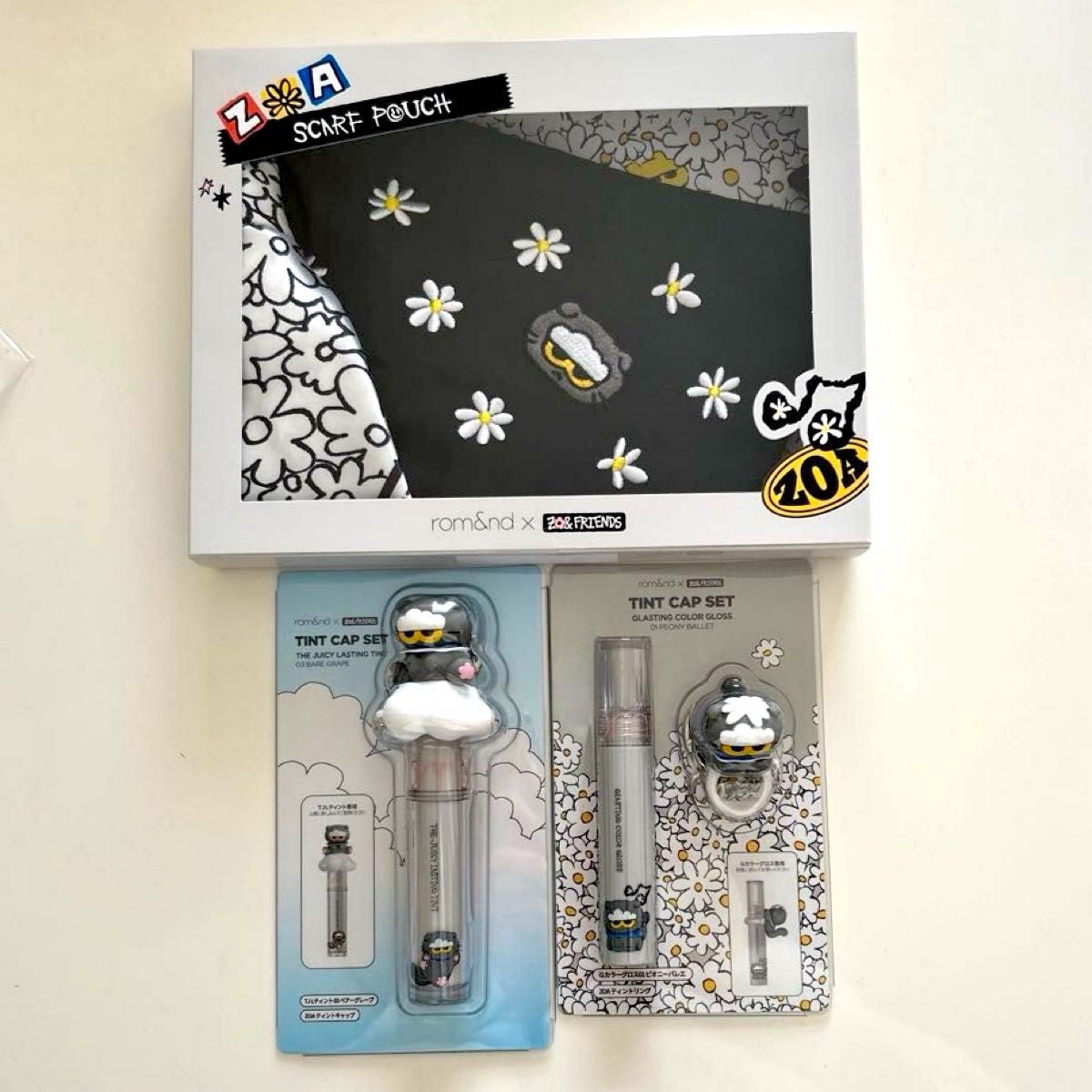 rom&nd ZO&FRIENDS ZOA ロムアンド ポーチ スカーフ グロス キャップ