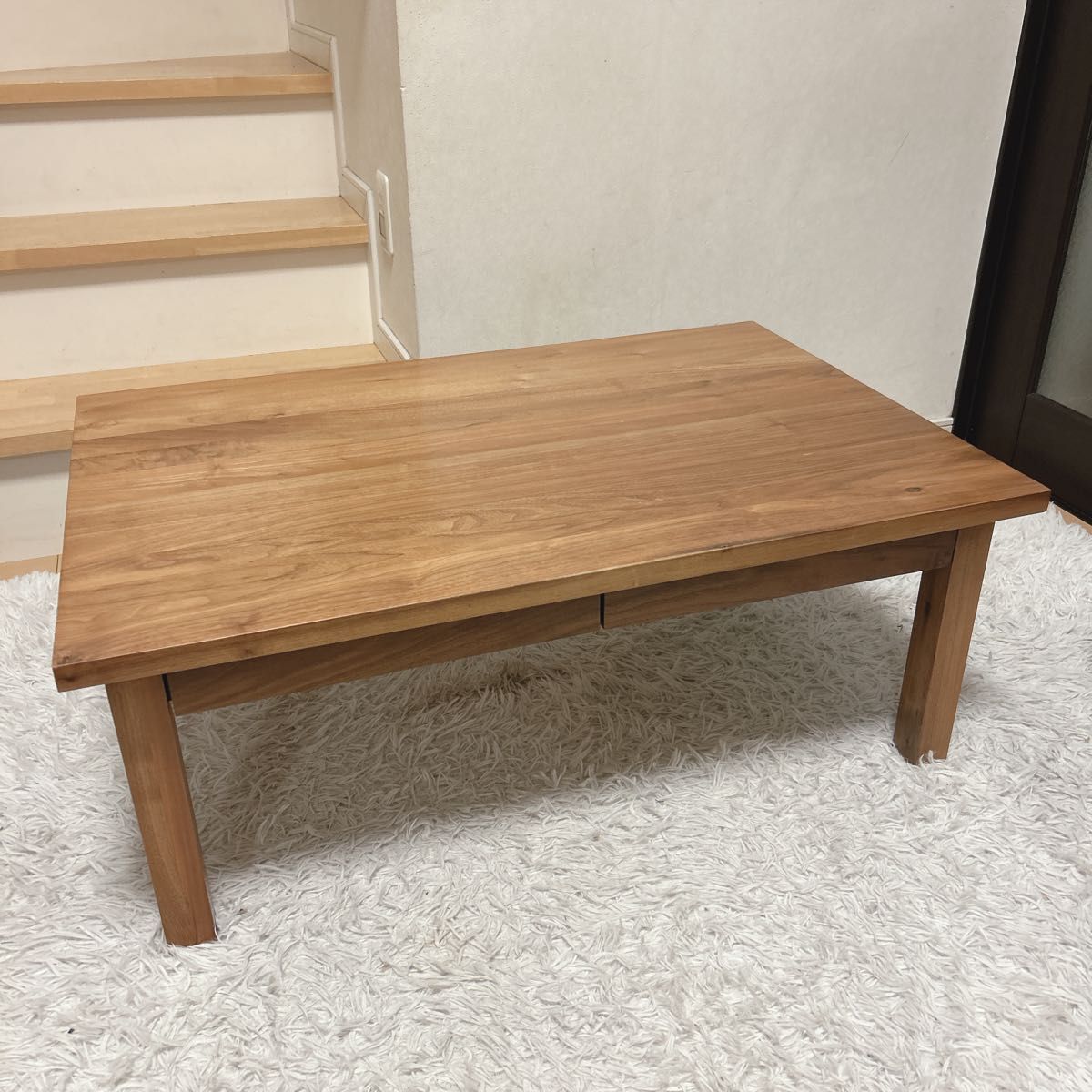 無印良品 天然木無垢材 ローテーブル 引出し付き ウォールナット材