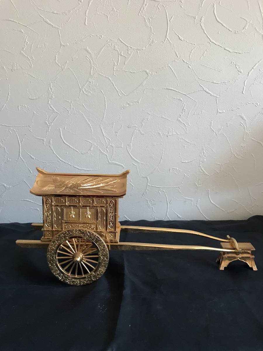 Yahoo!オークション - 牛車 置物 金色 インテリア 御所車 屋形車 唐庇