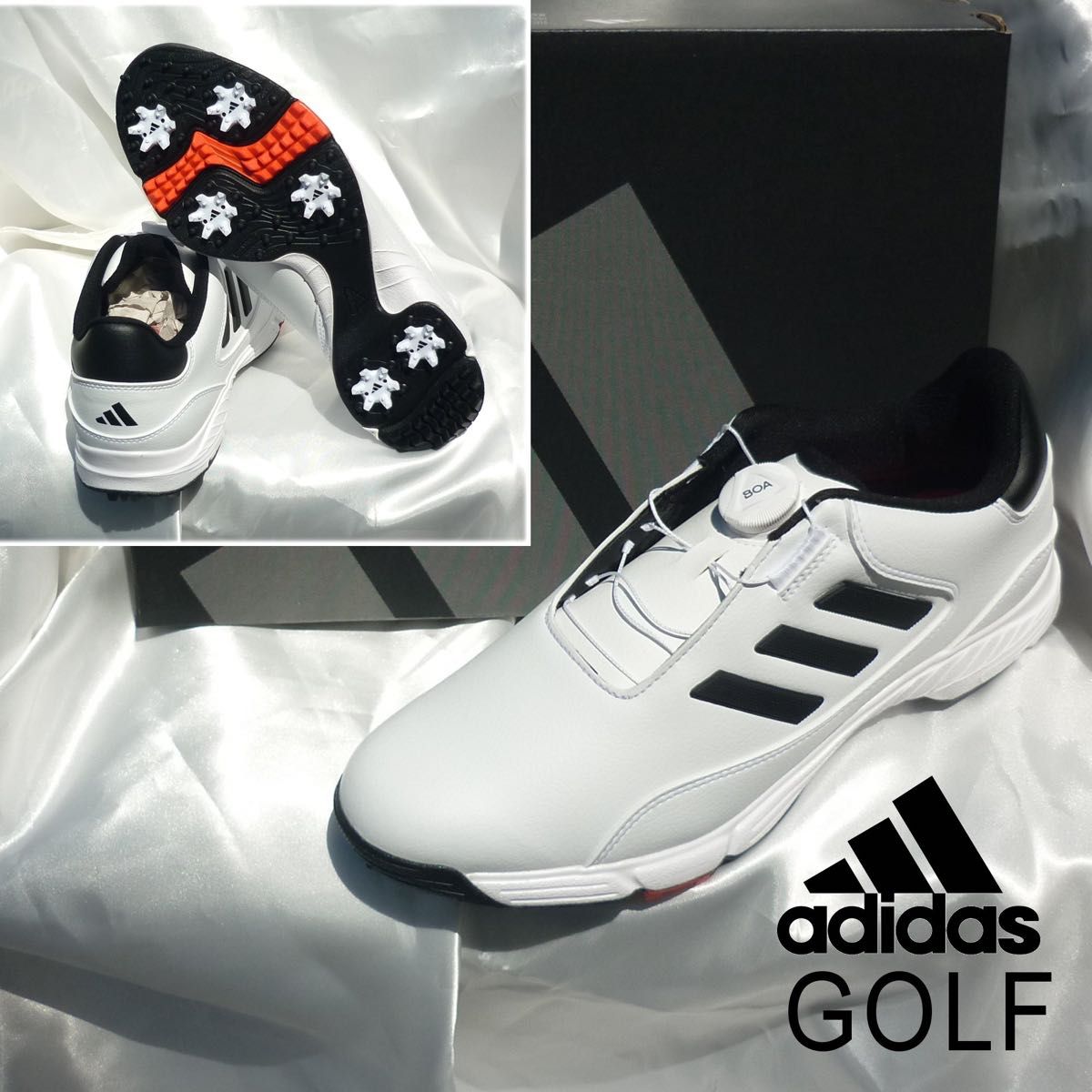 新品27cm アディダスゴルフ adidasGOLF 白LITE MAX BOA 24 ダイヤル式