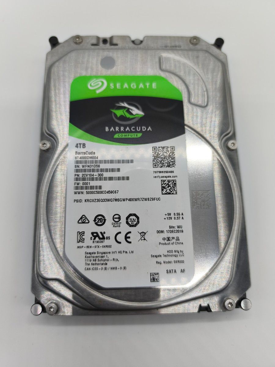 Seagate BARRACUDA ST4000DM004 4TB HDD 使用時間0時間