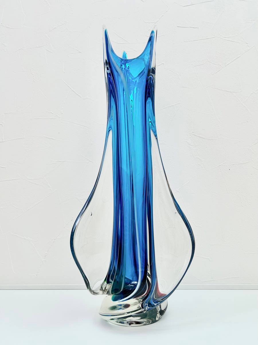 ガラス 花瓶 フリル フラワーベース ミッドセンチュリー 昭和 レトロ