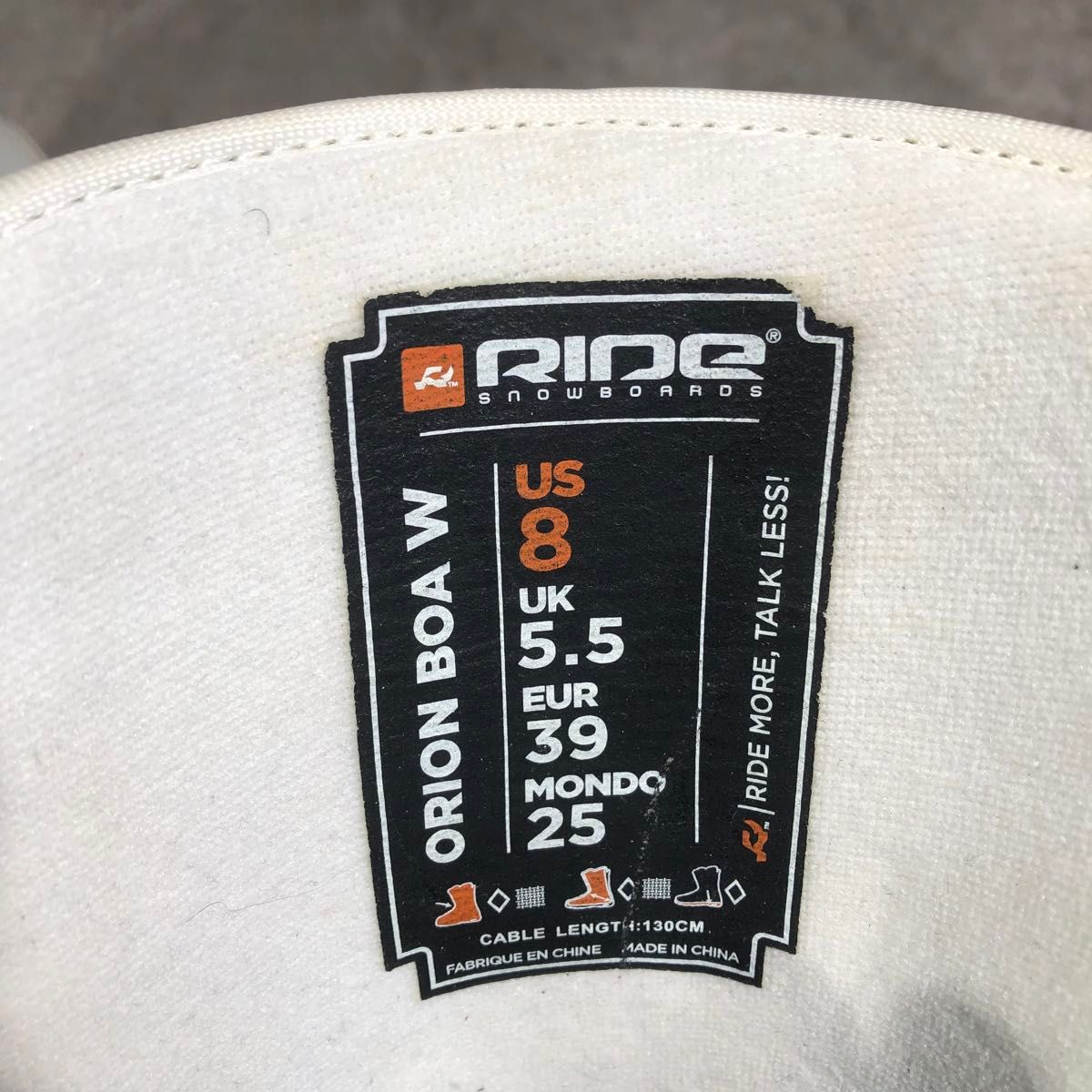 良品 人気 RIDE ライド ORION BOA 25cm スノーボード ブーツ ボア