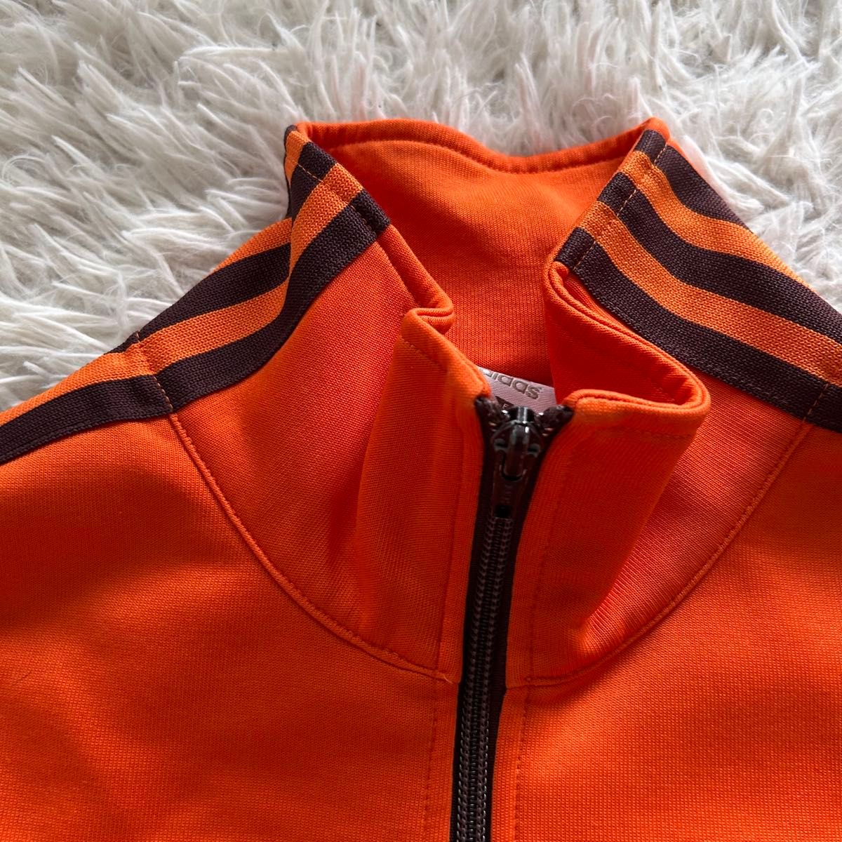 希少・極美品 adidas トラックジャケット オレンジ×茶 3番 刺繍 M相当