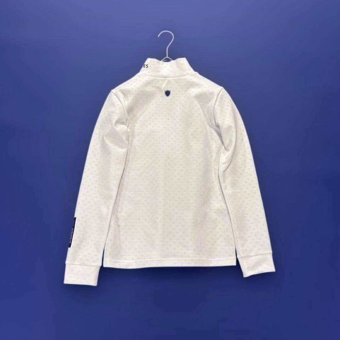 パーリーゲイツ 長袖 モックネックシャツ ホワイト 総柄 ロゴ 0/S