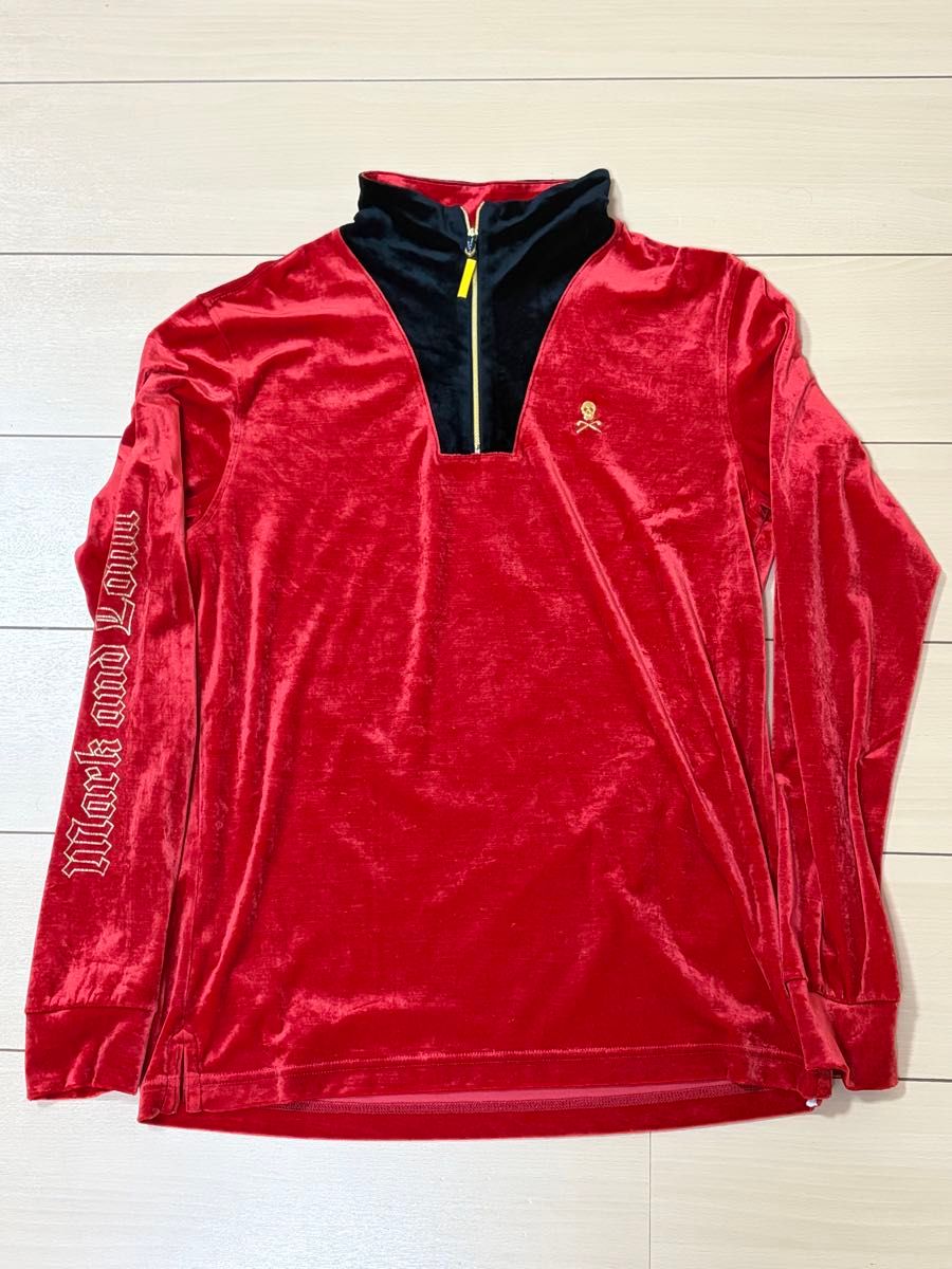 マークアンドロナ MARK&LONA ベロアプルオーバー メンズ 46 M レッド