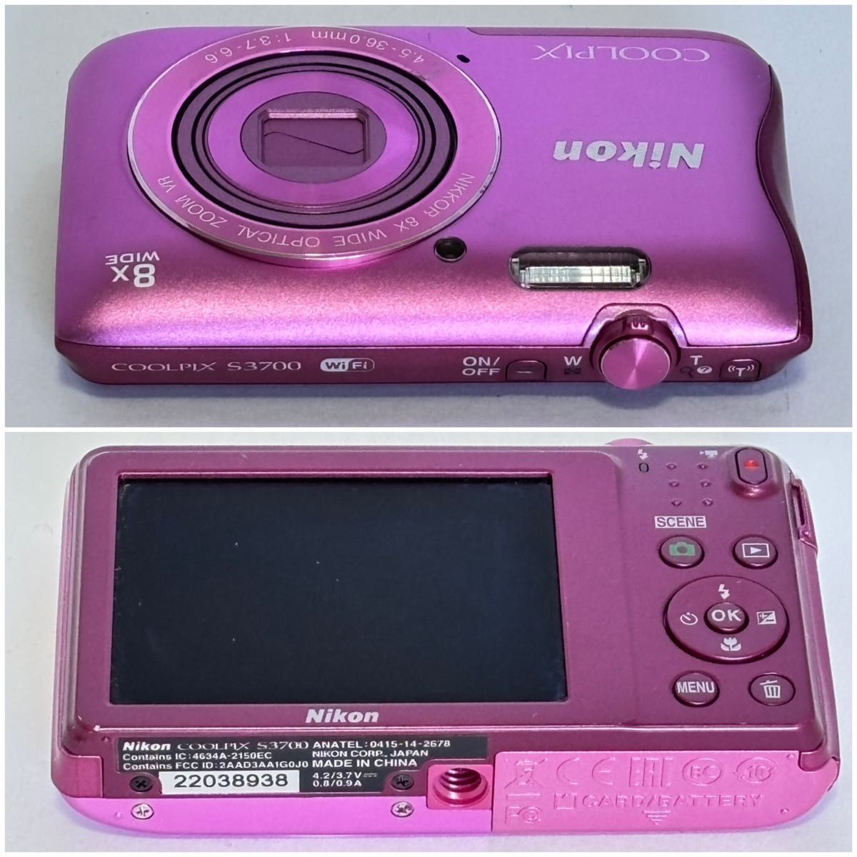 Nikon COOLPIX S3700 ニコン クールピクス デジタルカメラ Wi-Fi機能