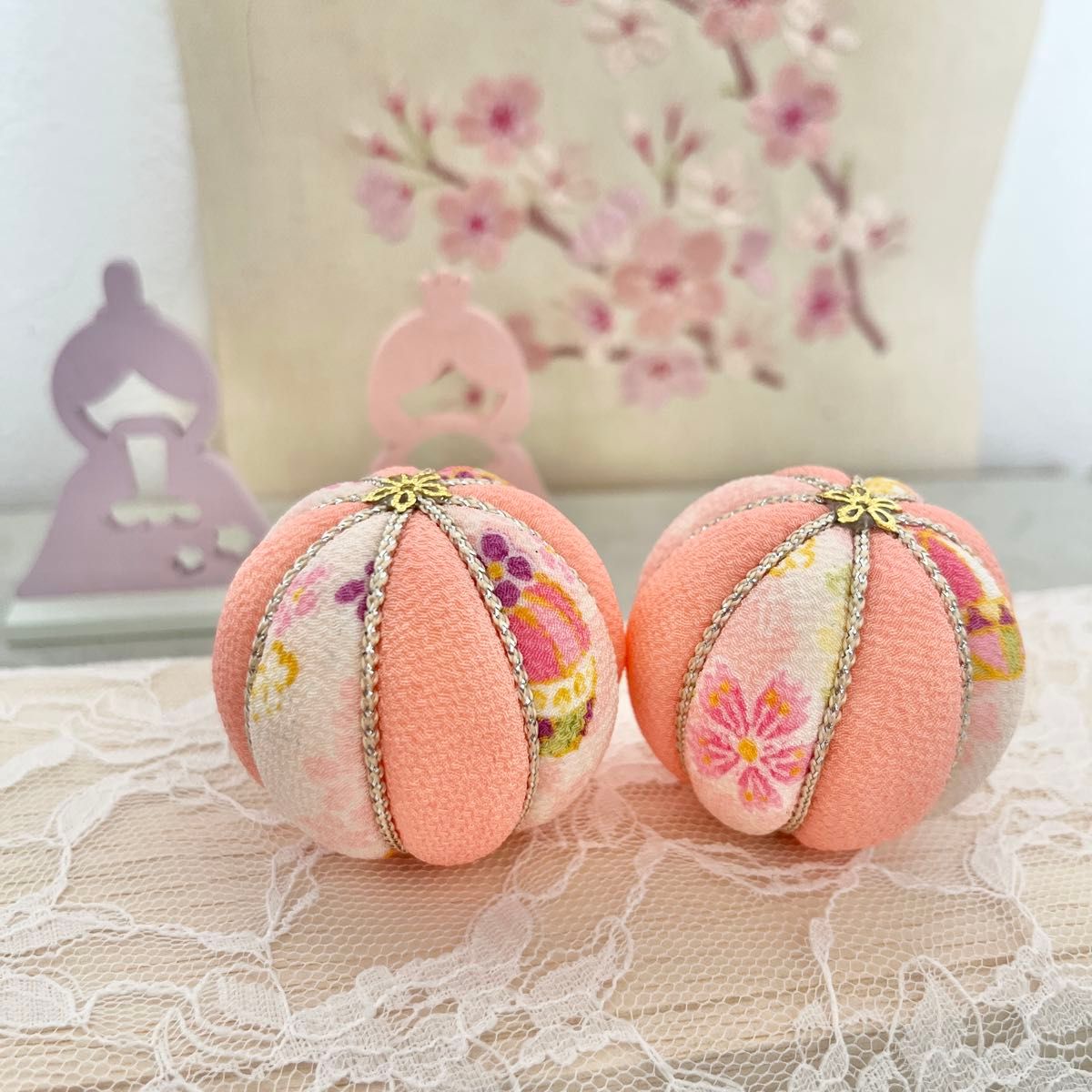 てまり 15 ひな祭り 七五三 5cm 撮影アイテム 2個 桃の節句 ピンク