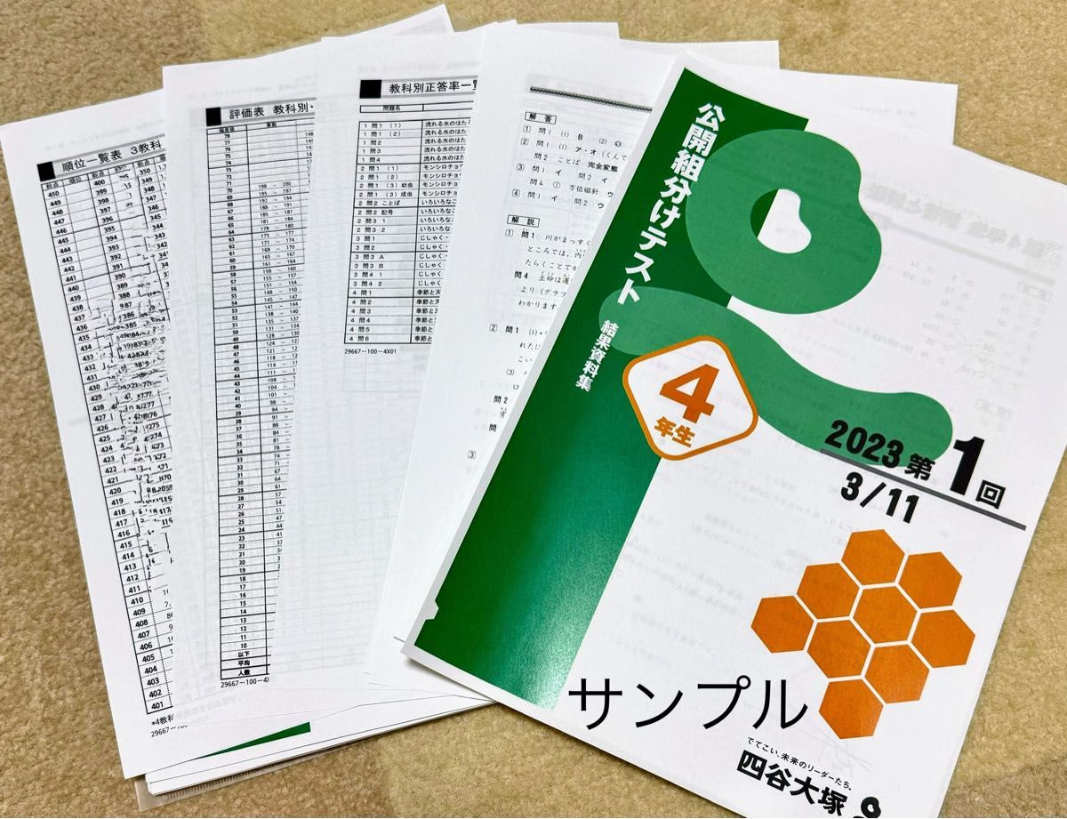 即日発送 四谷大塚 組分けテスト 4年生 4年分 問題・解答／解説集 早稲