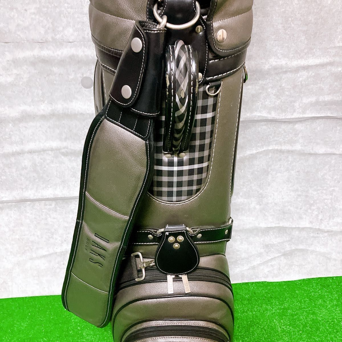 DAKS GOLF ダックス ゴルフ キャディバッグ PUレザー チェック柄 9型