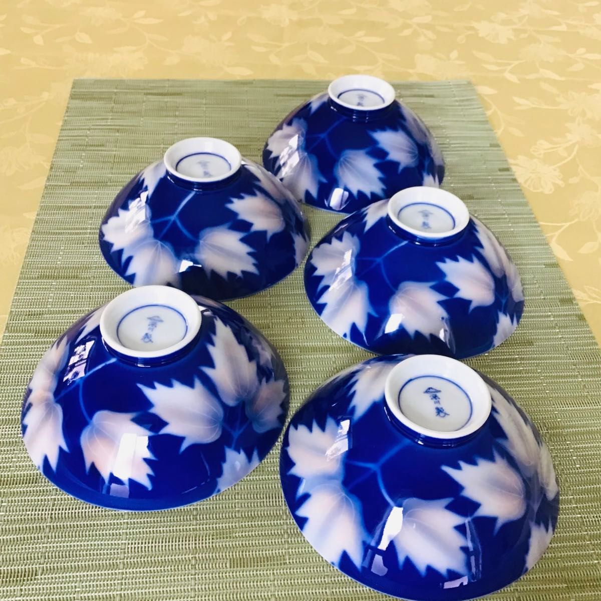 深川製磁 飯碗 5客揃 瑠璃色 葉模様 ご飯茶碗｜Yahoo!フリマ（旧PayPay