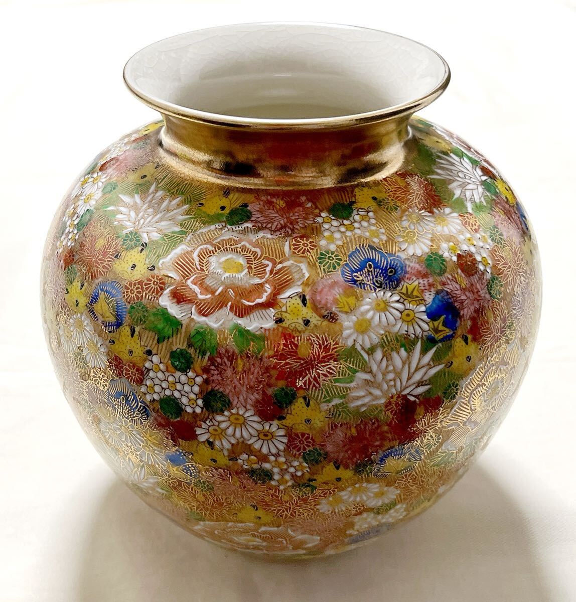 未使用 九谷焼 陶泉造 金彩花詰 花瓶 花器 フロワーベース 飾壷｜Yahoo