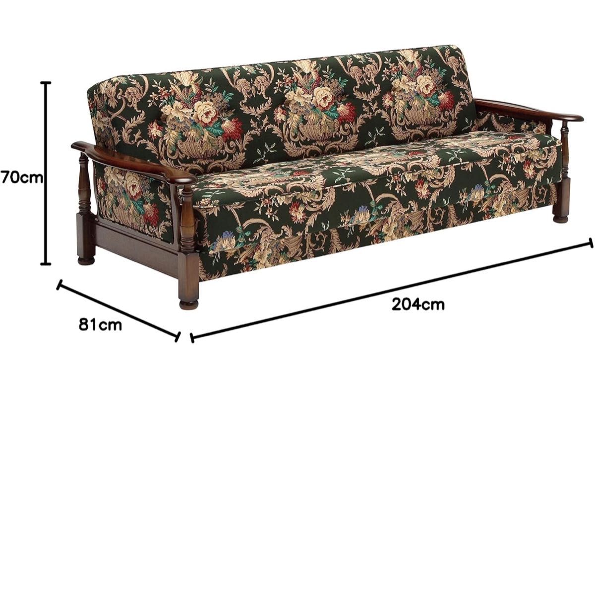 カリモク コロニアル ソファベッド 3人掛け 花柄 金華山調