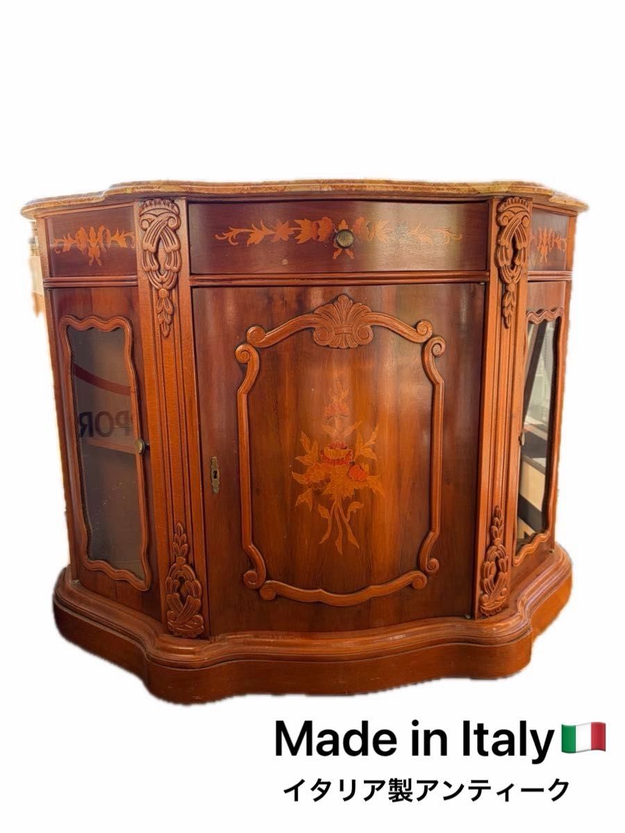 イタリア製 イタリア最高級 アンティーク調 木製 キャビネット サイド